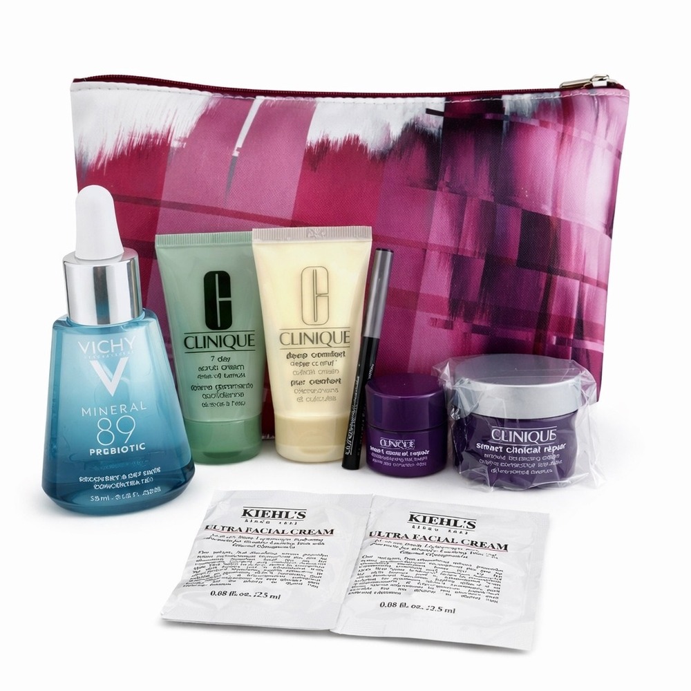 Clinique Makeup Bag Cosmetic Pouch With Samples Miniatures Skincare Set